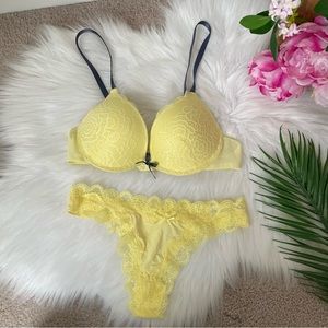 Sexy Yellow 2 piece Lace Lingerie Set